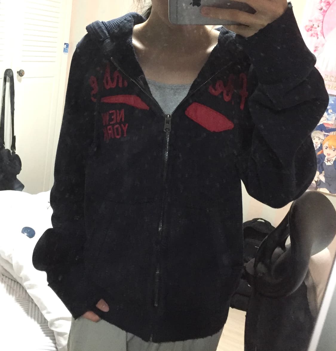 아베크롬비 머슬핏 데미지 후드집업 네이비 상품이미지2