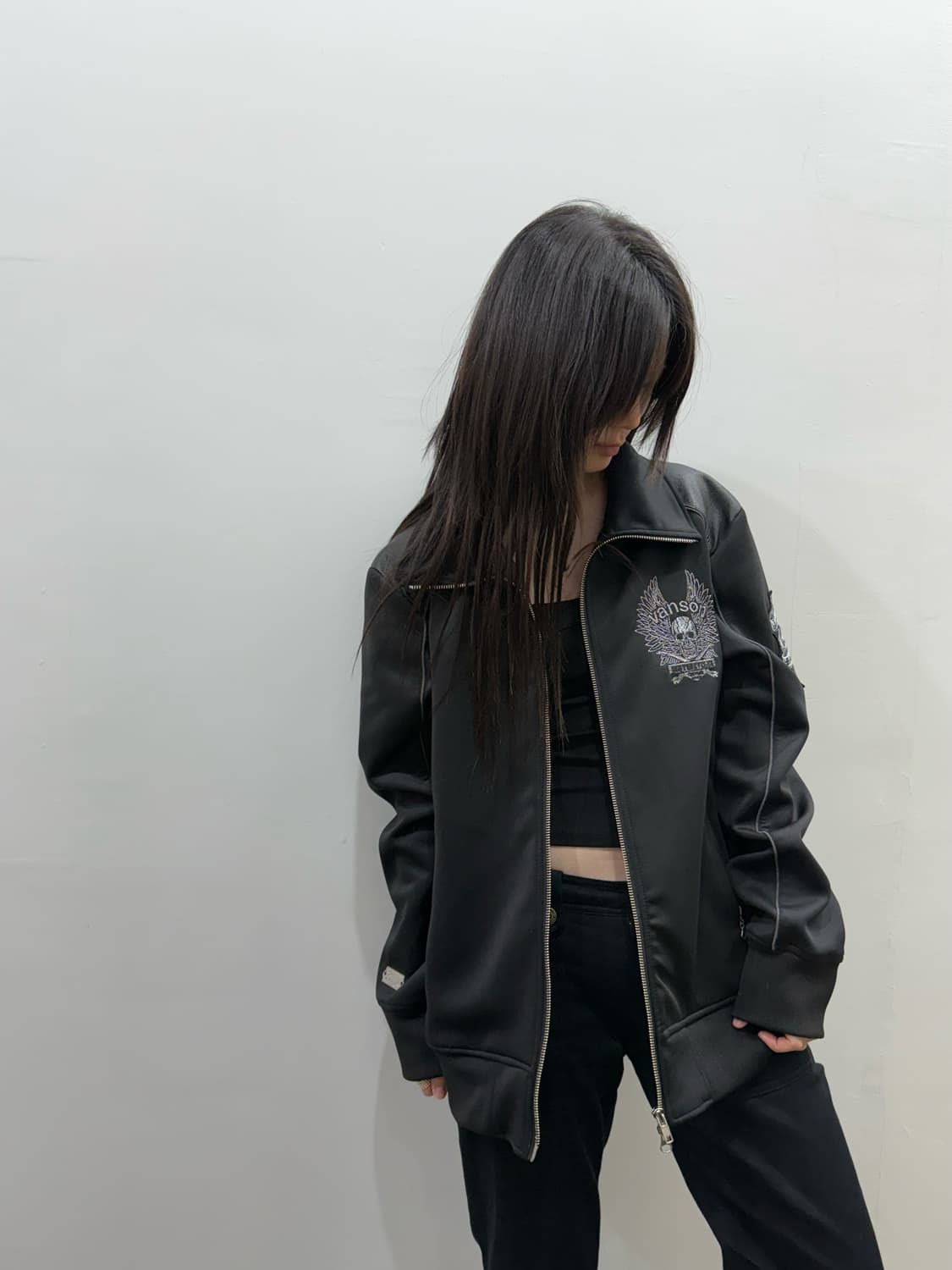 밴슨 오버핏 스컬 로고 집업 상품이미지3