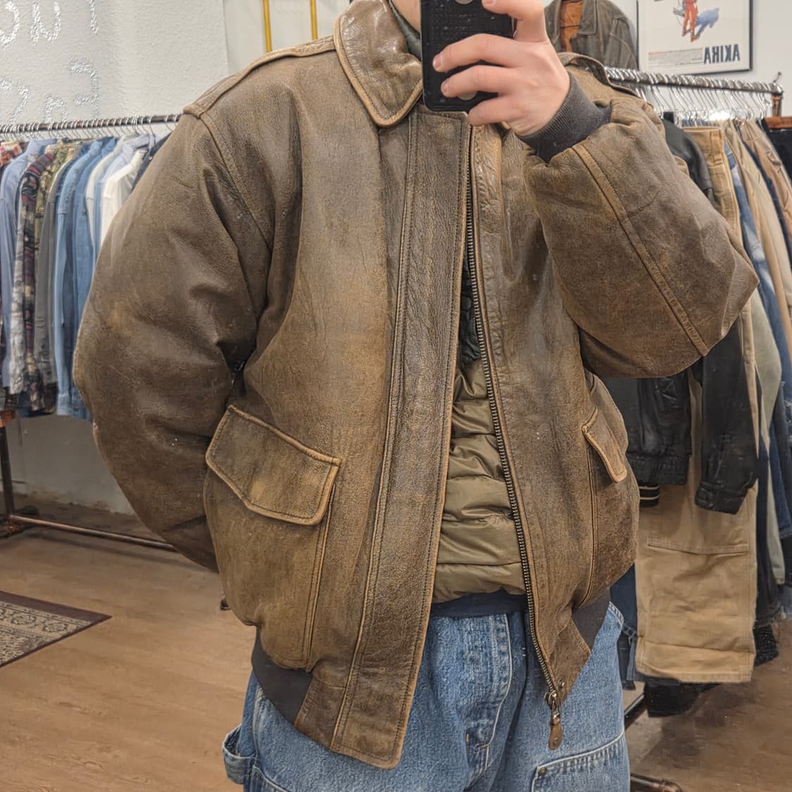 엘엘빈 a2 레더 자켓 xl 고트스킨 상품이미지4