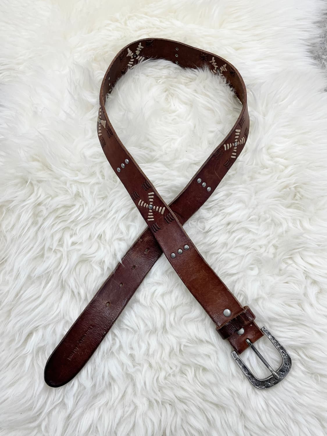 써스데이아일랜드 리얼레더 스티치 버클 벨트 상품이미지5