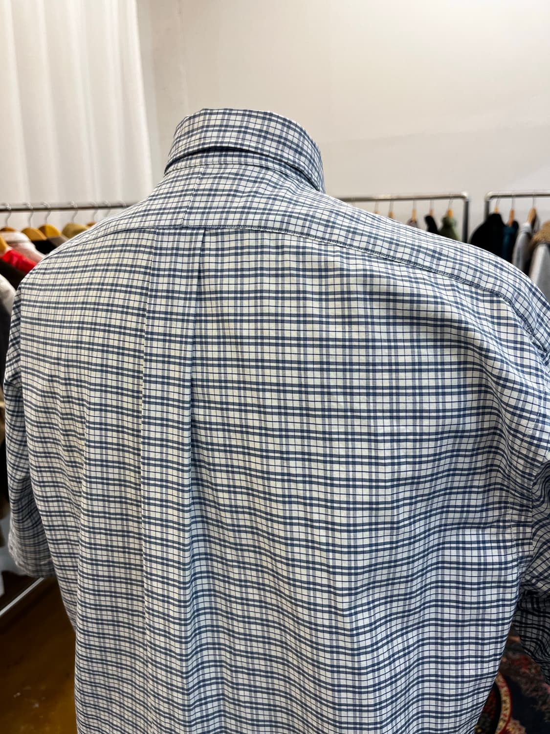 90s 폴로 랄프 로렌 체크 반팔 셔츠 블루 상품이미지5