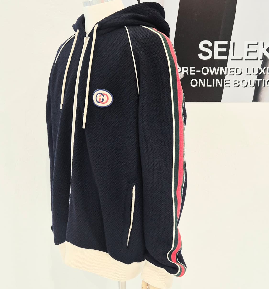 구찌 GG 웹 스트라이프 후드 집업 가디건 상품이미지2