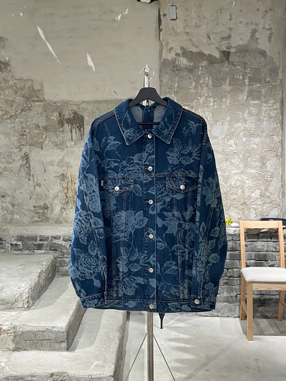 msgm 플로랄 백 하프 버튼 데님 자켓 상품이미지1