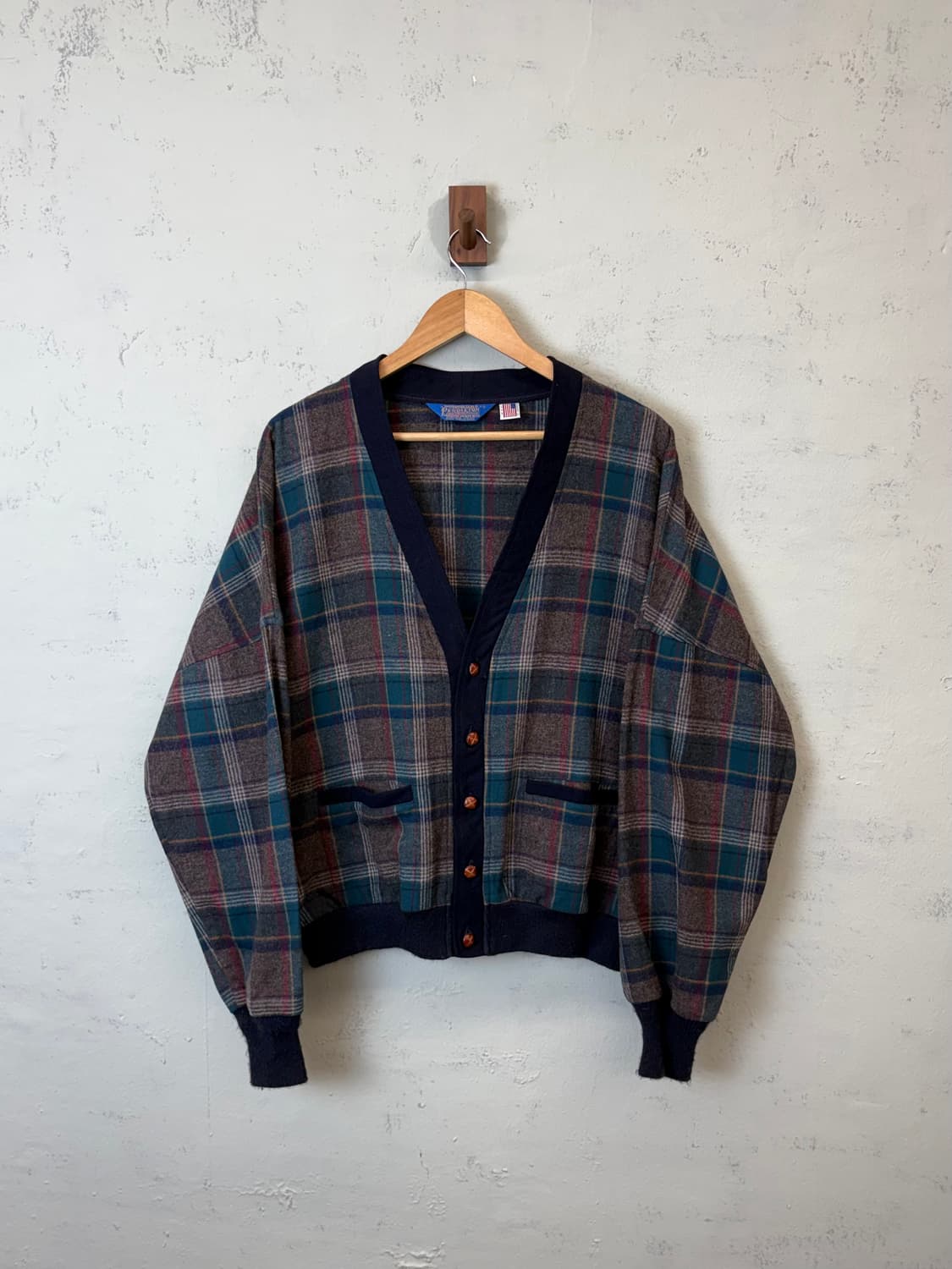 펜들턴 90s USA 빈티지 체크 울 가디건 상품이미지1