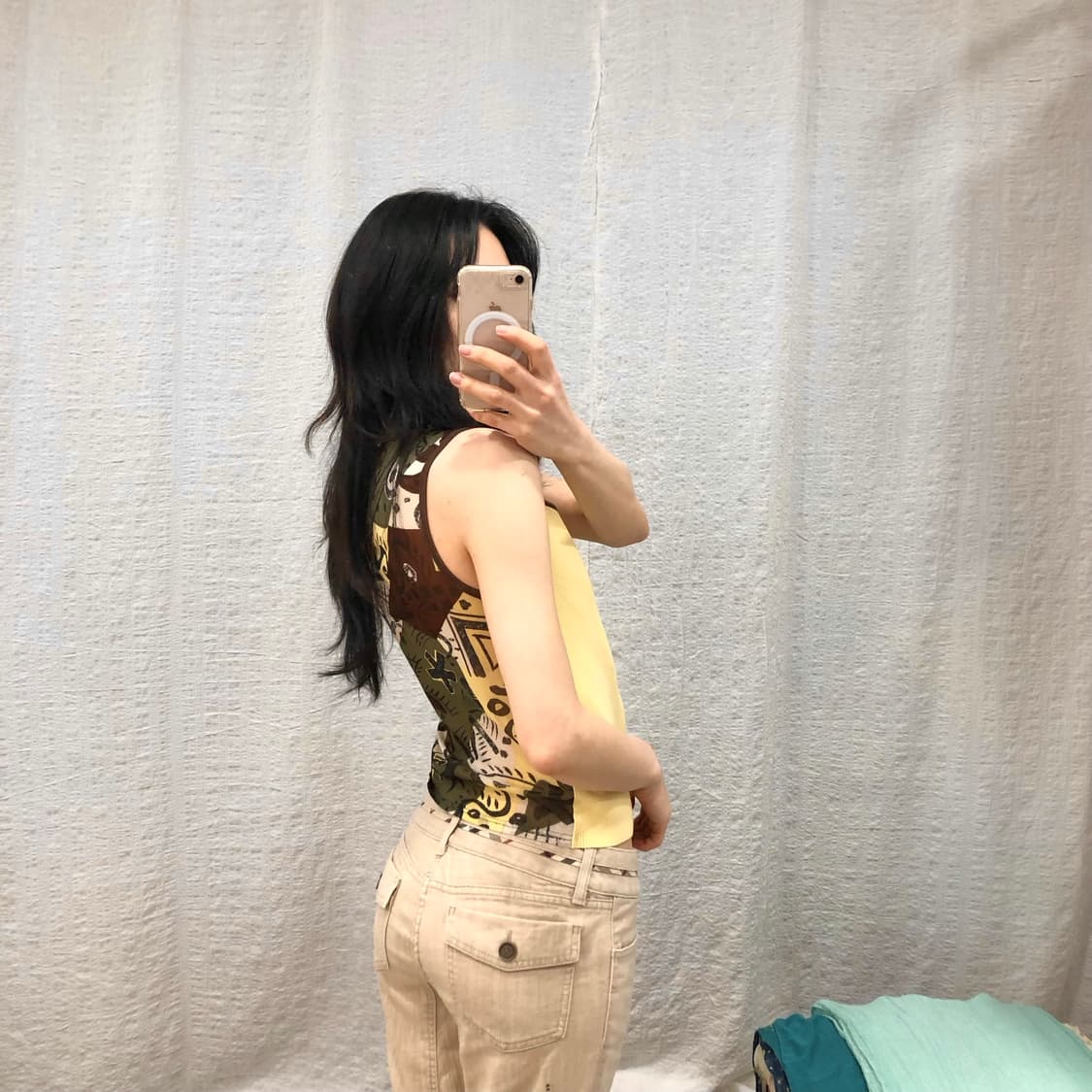 Yellow mesh printing sleeveless 상품이미지5