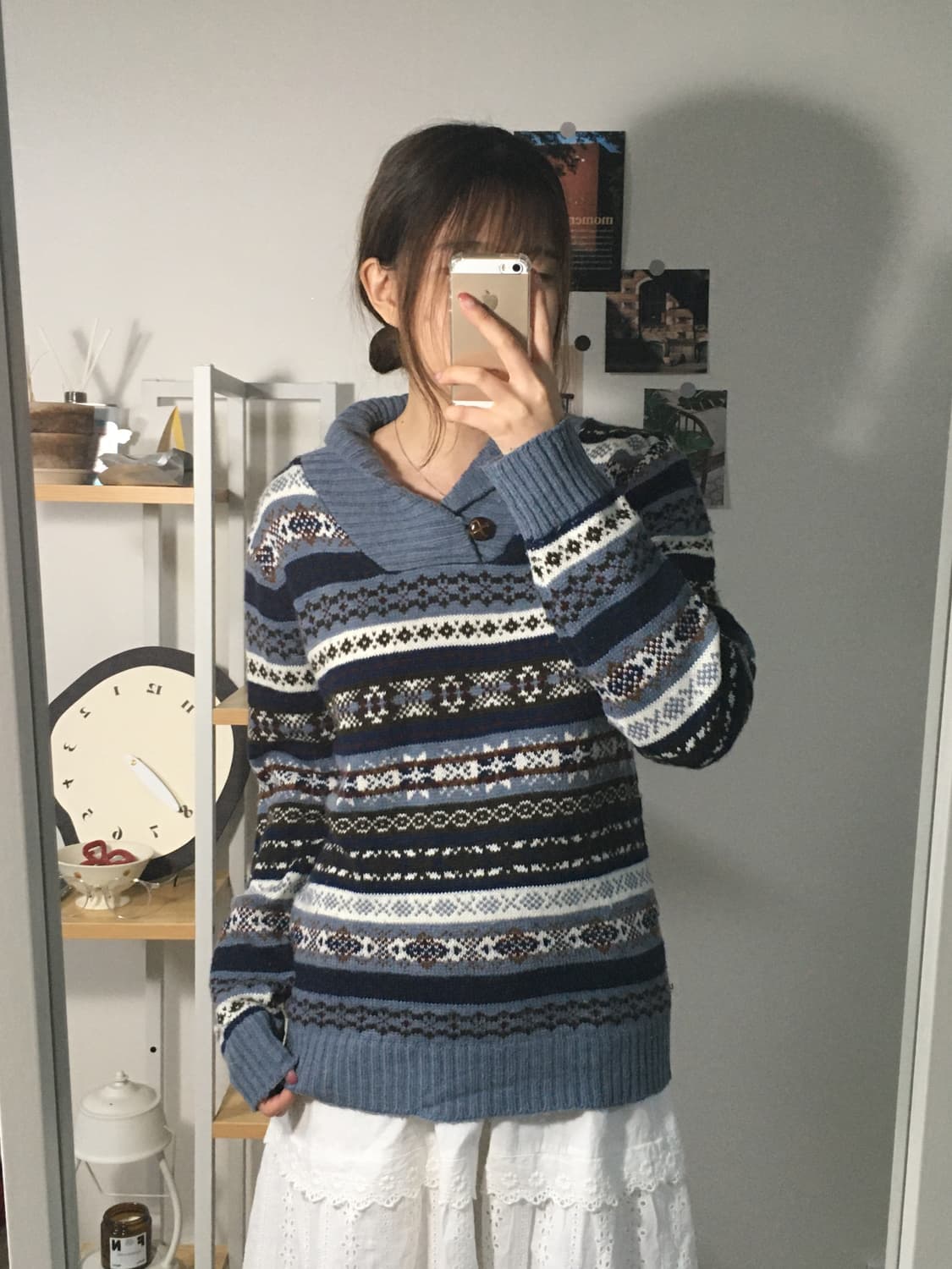 네이비 노르딕 포근 니트 상품이미지1