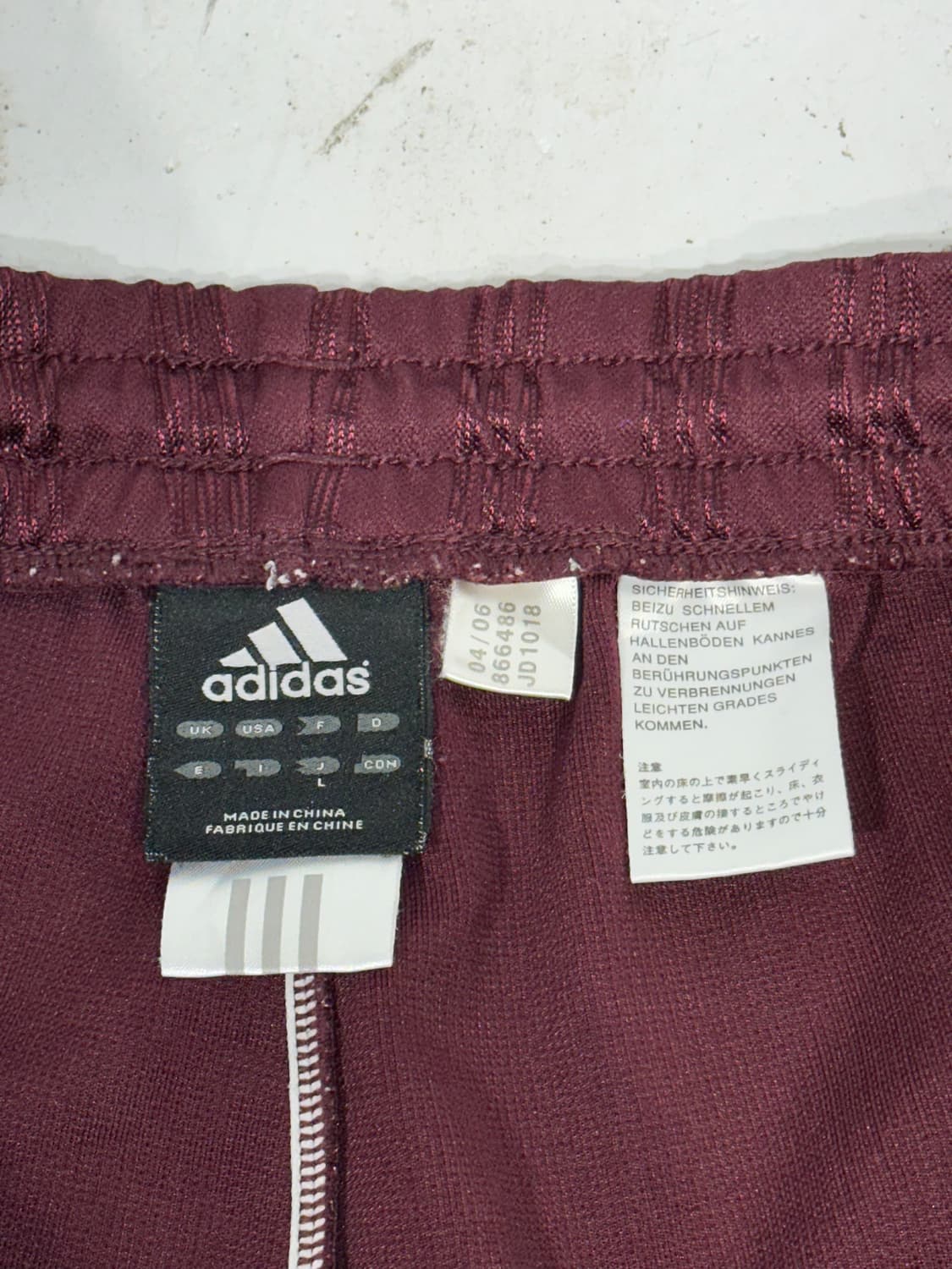 00s 아디다스 대장급 버건디 와이드 화이트 삼선 스몰 로고 추리닝 바지 상품이미지8