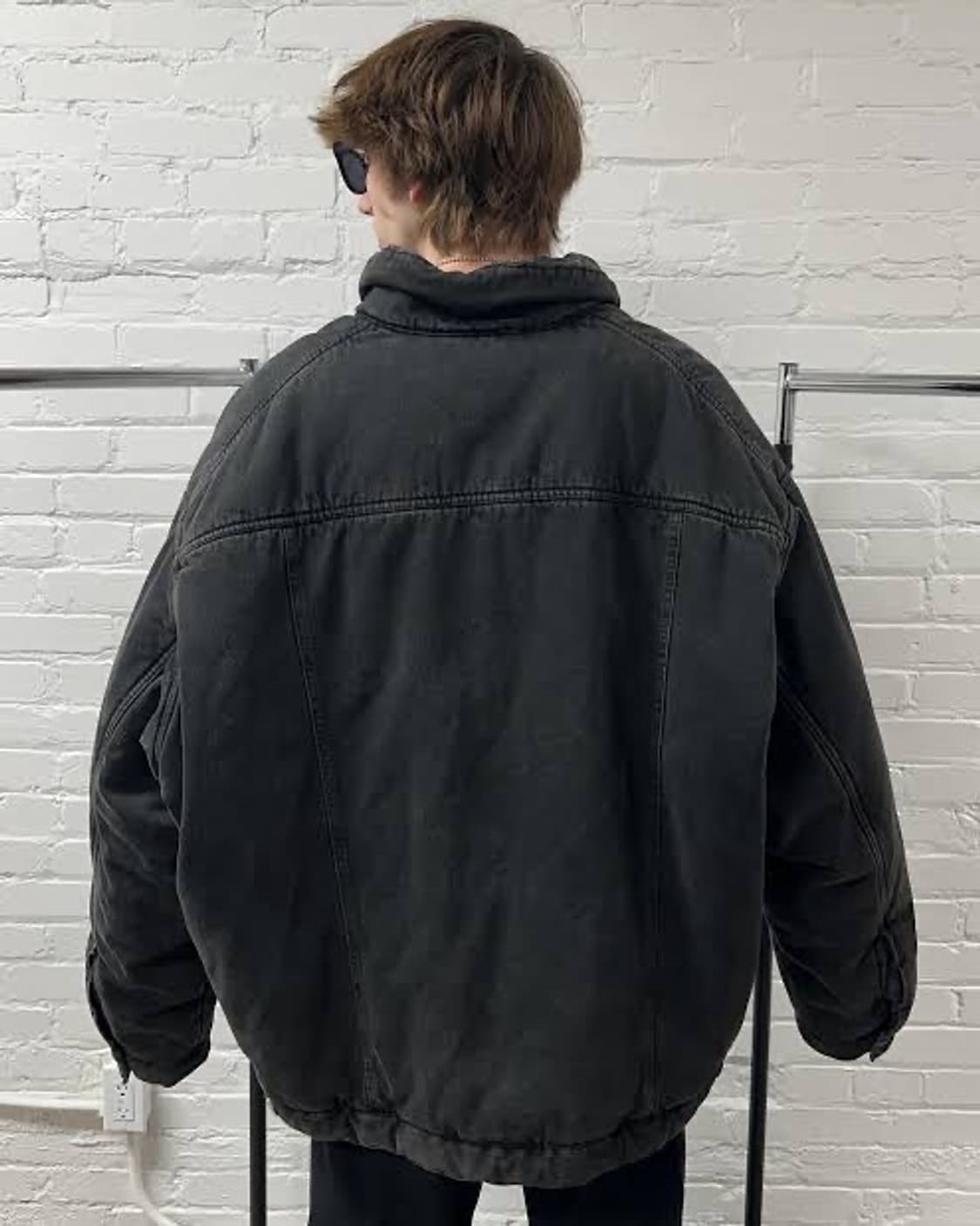 칸예와 샤이가 입은 발렌시아가 간지깡패 데님 패딩 자켓 흑청 상품이미지2