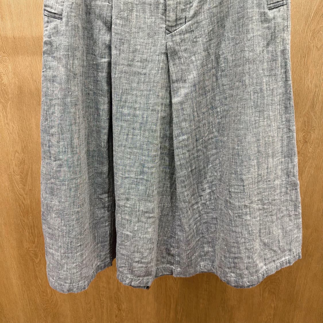 이세이미야케 플랜테이션 린넨 롱 스커트 투 턱 디테일 A라인 그레이 상품이미지5