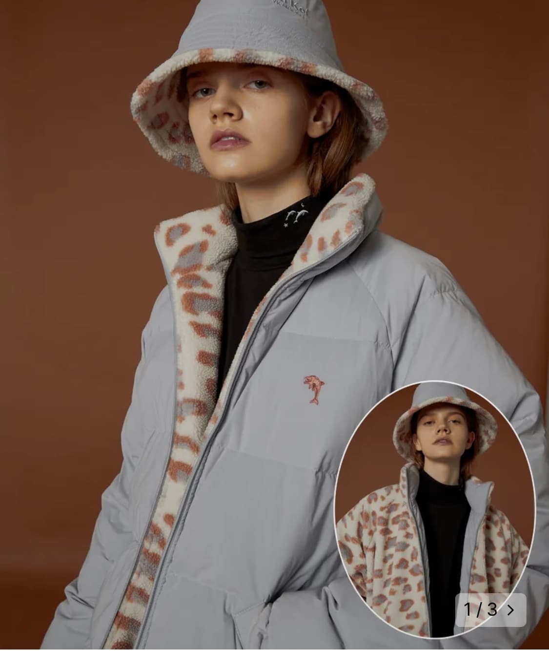 와이케이 waikei 리버시블 레오파드 호피 후리스 플리스 갸루 패딩 상품이미지1
