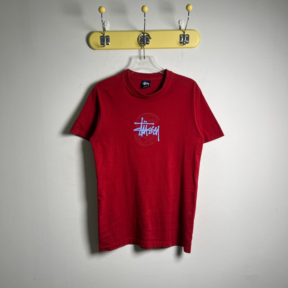90's old stussy 올드 스투시 레드 반팔 티셔츠 S 상품이미지1