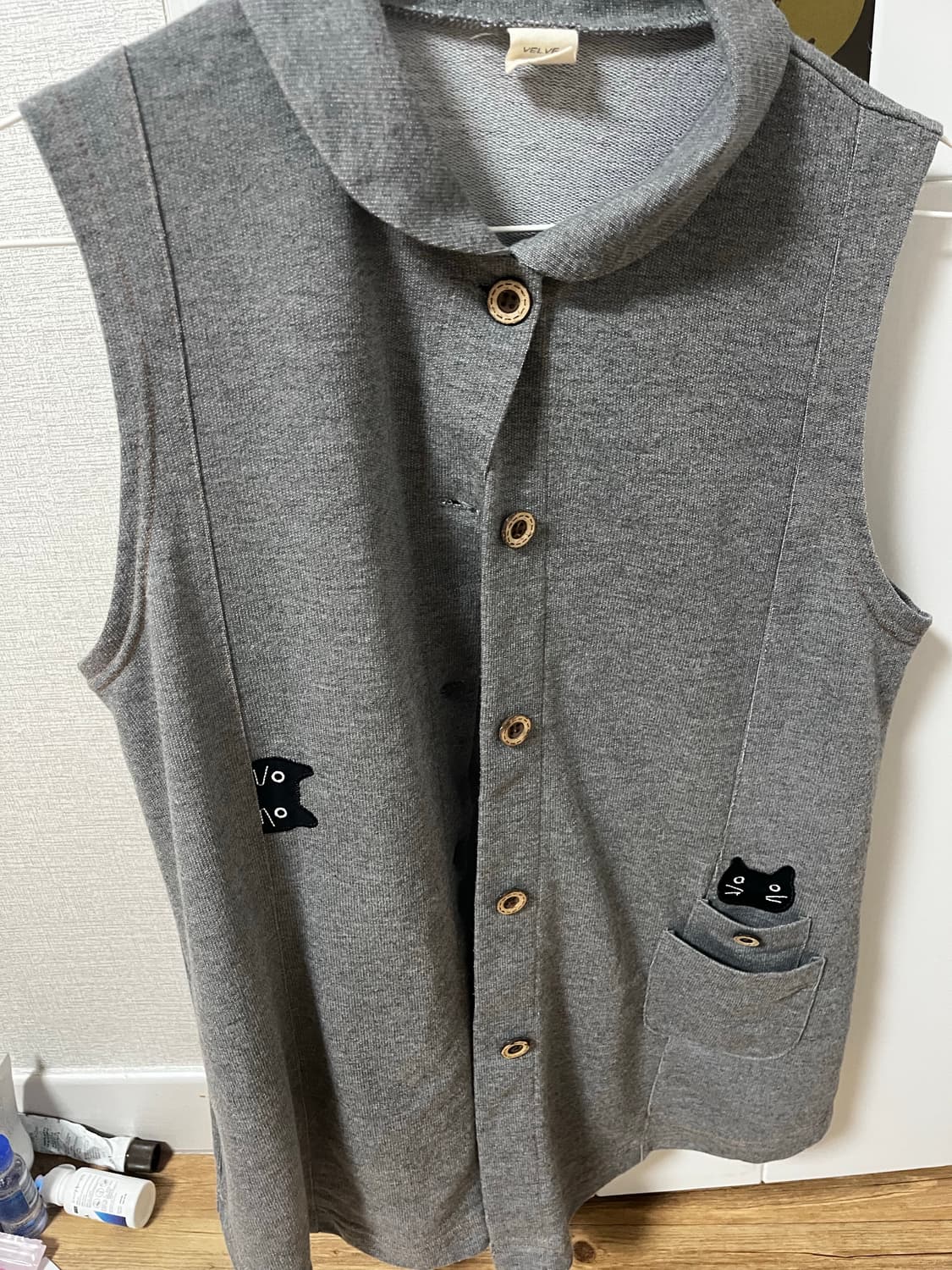 일본 빈티지 고양이니트조끼 상품이미지1