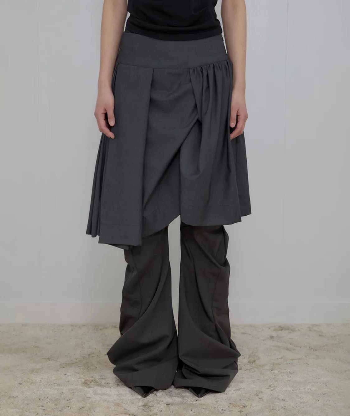 플레어업 Asymmetrical Draped Midi Skirt 차콜 상품이미지4
