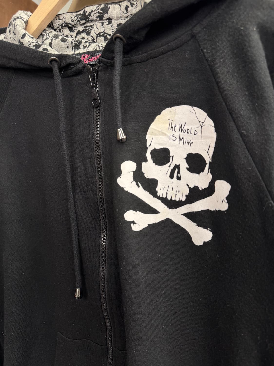 japanese vintage 스컬프린팅 후드 집업 상품이미지2