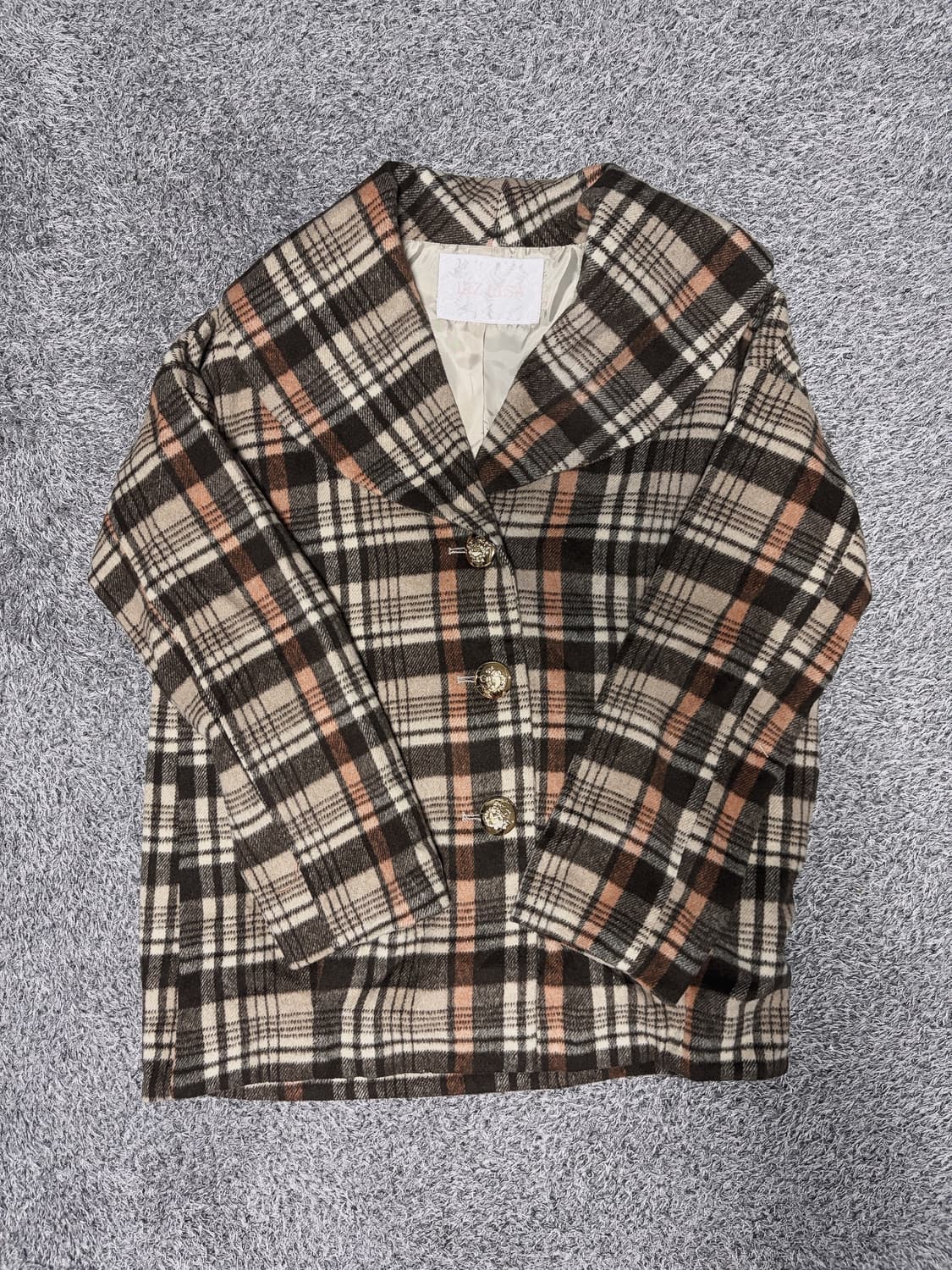 고전리즈리사 체크 코트 상품이미지2