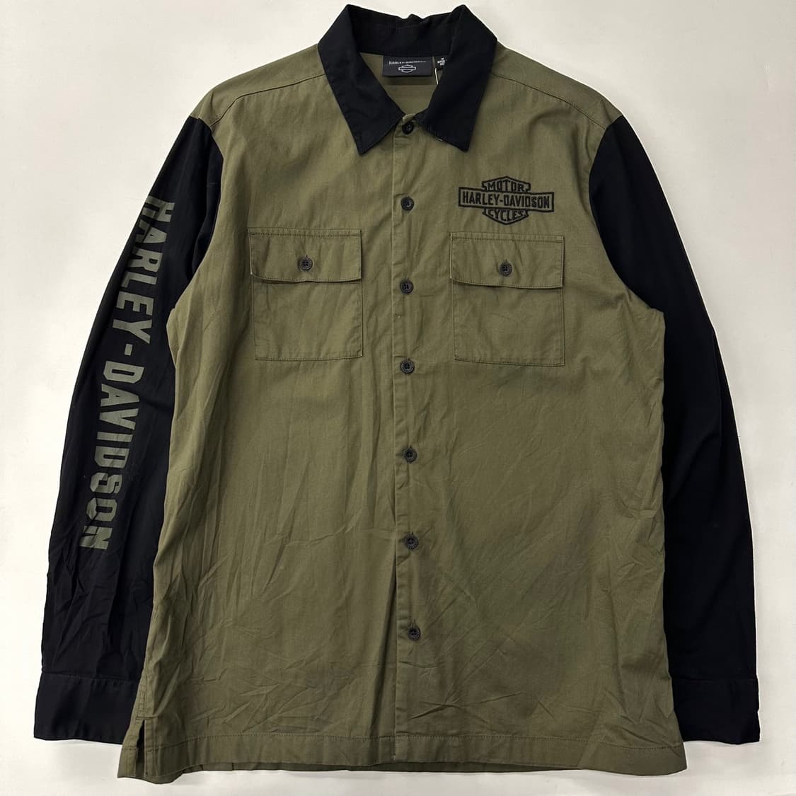 할리데이비슨 사이드 로고 투톤 코튼 셔츠 상품이미지1