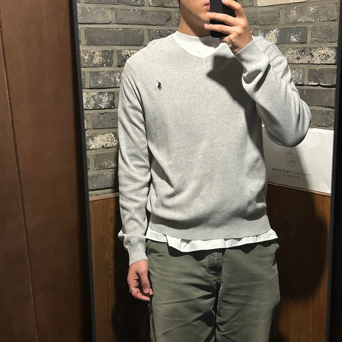 M) 폴로 랄프로렌 피마코튼 그레이 브이넥 니트 상품이미지8