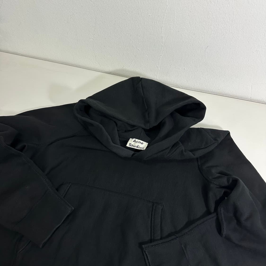 S 아크네스튜디오 블랙 헤비코튼 무지 후드티 상품이미지1