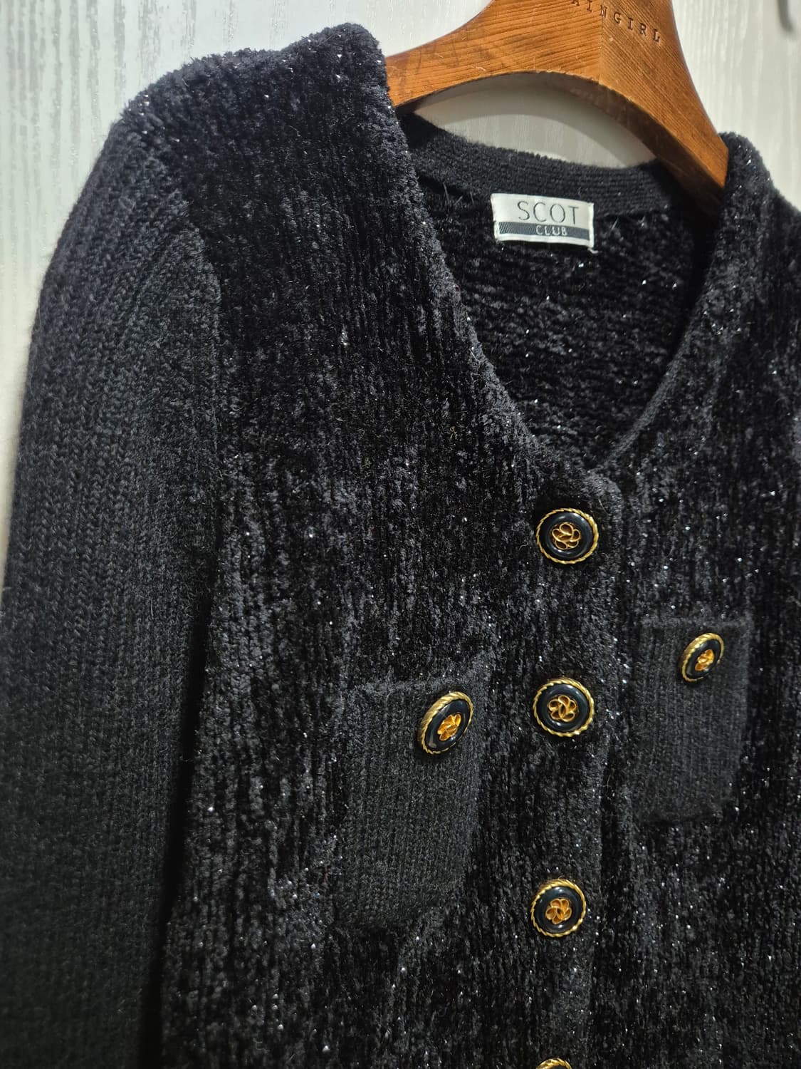 빈티지 SCOT 블랙 금장 단추 가디건 상품이미지2