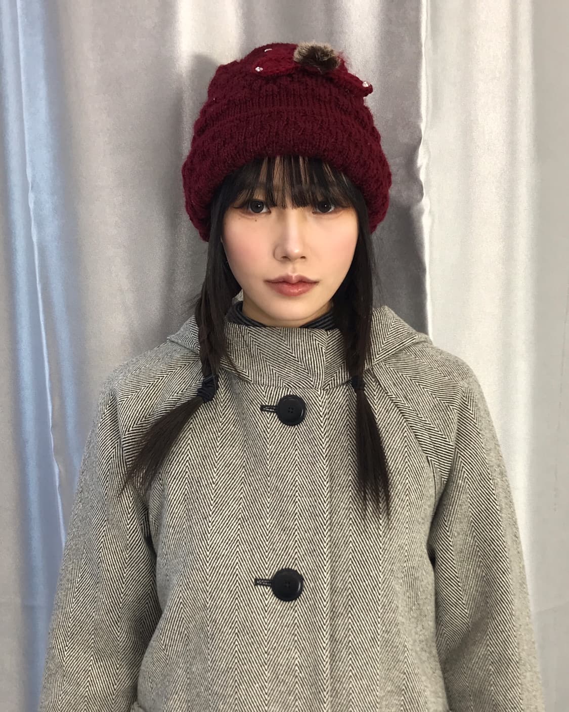 Vintage Burgundy Knit Beanie 상품이미지4