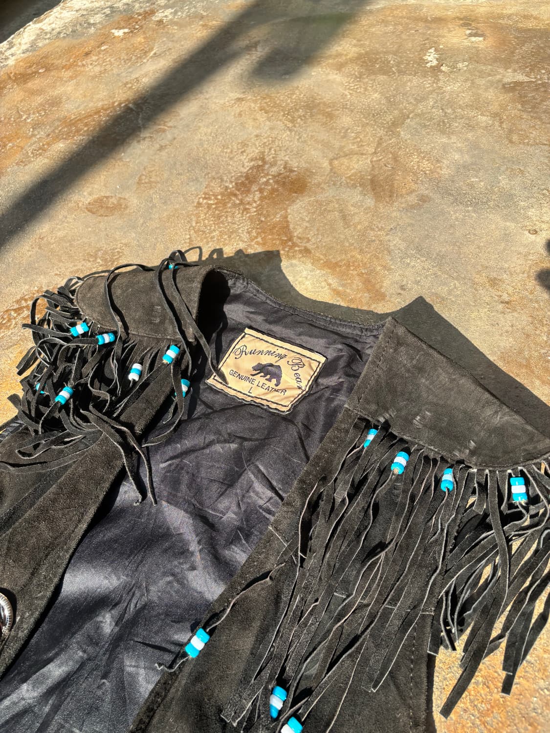 Vintage Native Style Fringe Leather Vest 상품이미지5