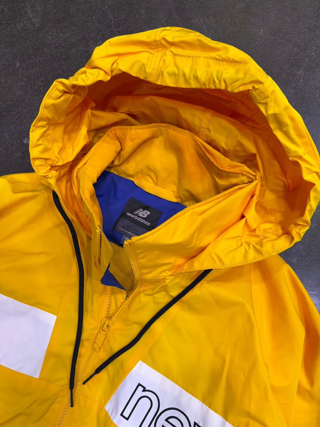 뉴발란스 레트로 배색 바람막이 옐로우 블루 L 상품이미지4