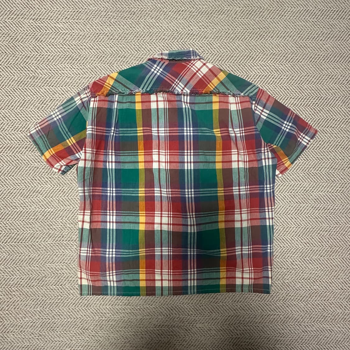 VINTAGE madras patchwork shirt 상품이미지2