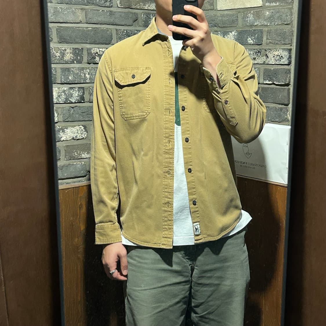 S) Wrangler 랭글러 투포켓 워크웨어 코튼 셔츠 브라운 W1 상품이미지8