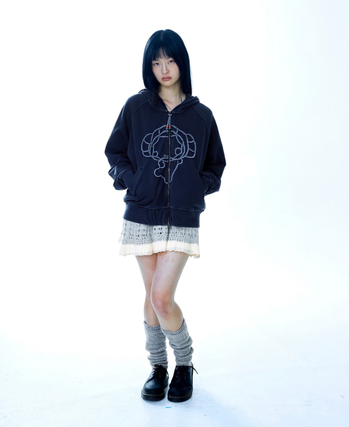 Coyseio Hood zip up navy 상품이미지2