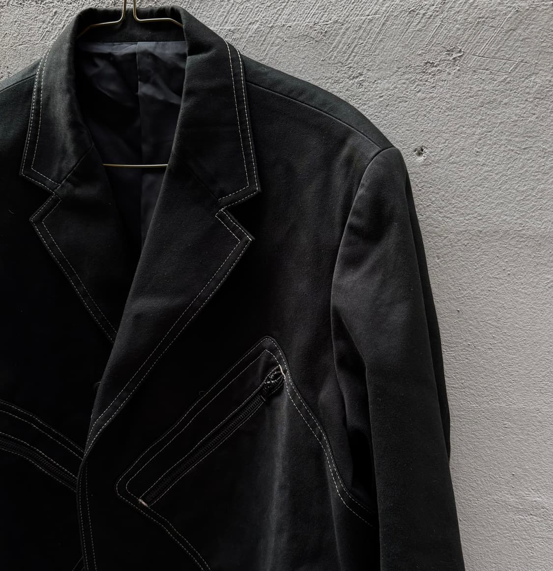 요지야마모토 몰스킨 비대칭 포켓 지퍼 스티치 블레이저 자켓 상품이미지3