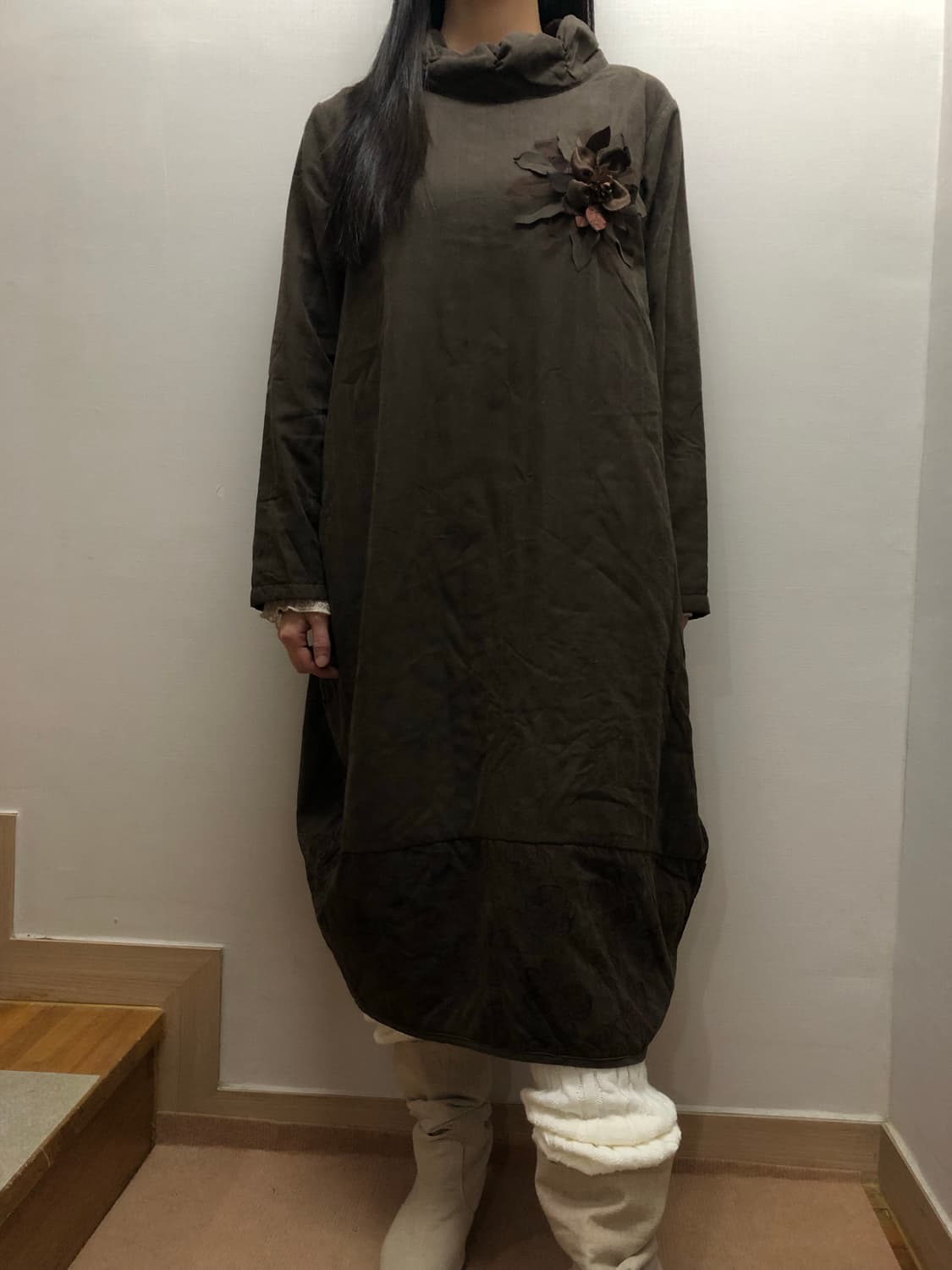 빈티지 브라운 벌룬핏 원피스 상품이미지5