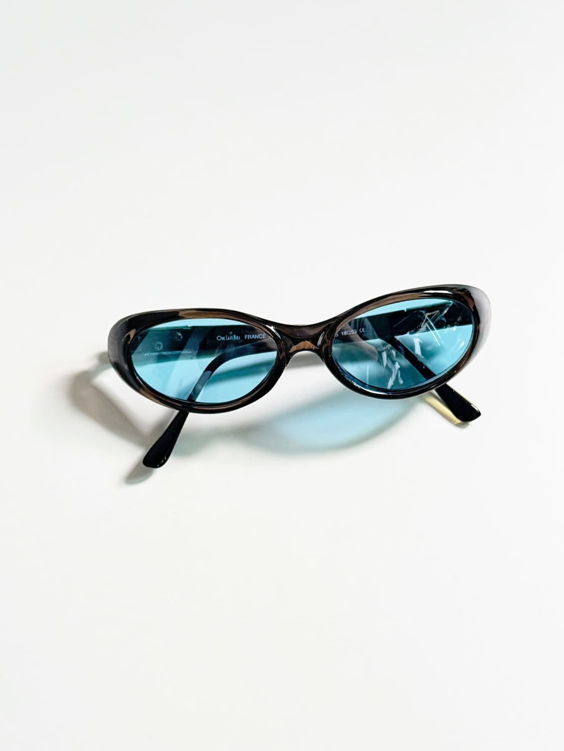 90s One Last Kiss 볼드 오벌 블루 틴트 빈티지 선글라스 상품이미지2