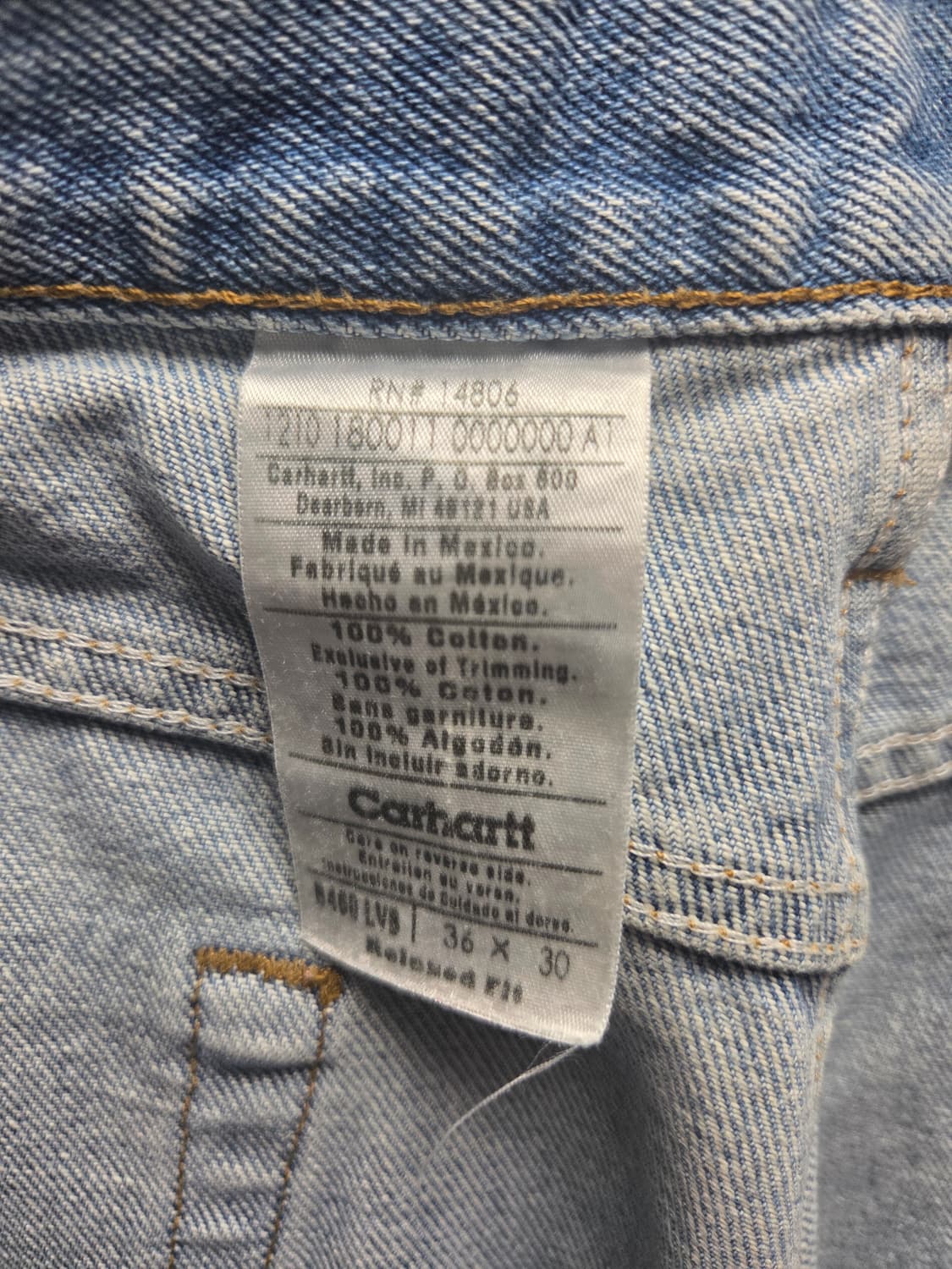 칼하트 데님팬츠 36×30 사이즈 상품이미지7
