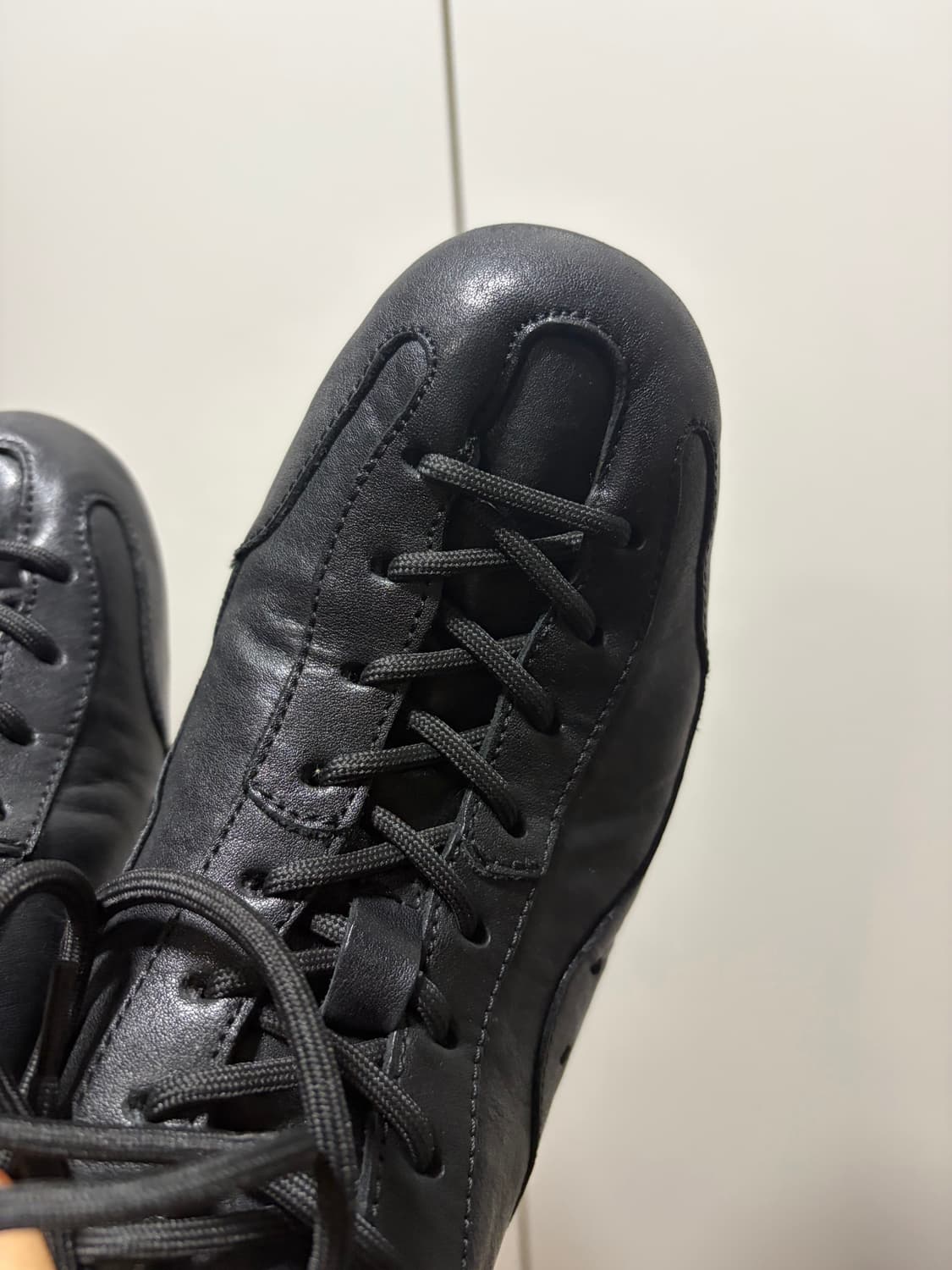 로맨틱무브 보울러 가죽 스니커즈 워싱 블랙 상품이미지8