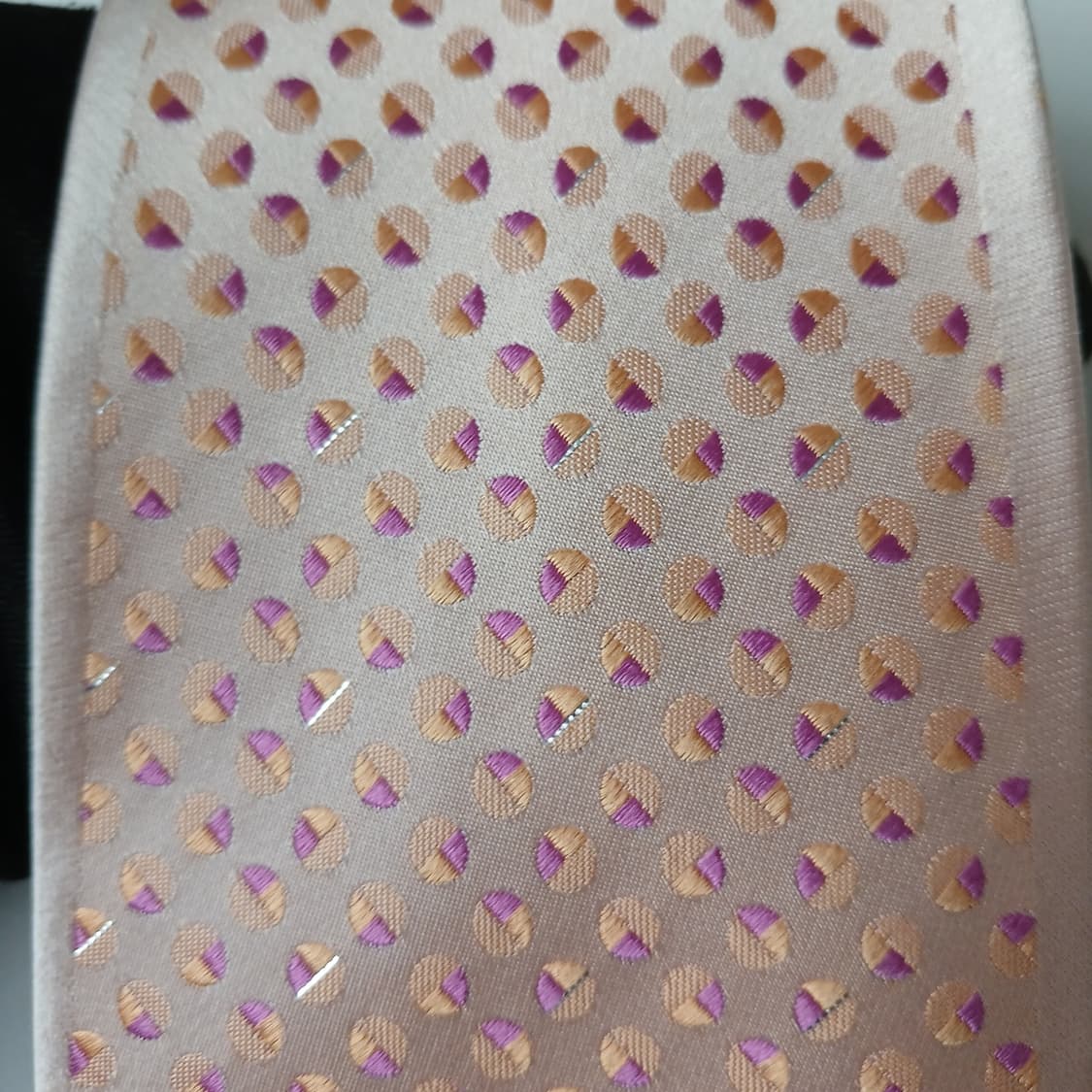 밀라 숀 실크 오렌지 도트 패턴 넥타이 9.2cm A+등급 A19735 상품이미지6