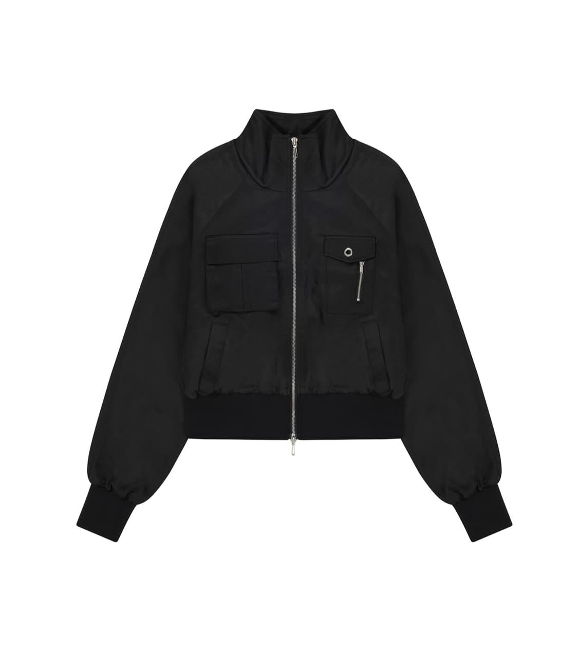 보헤미안서울 GLOSSY POCKET JUMPER, BLACK 상품이미지1