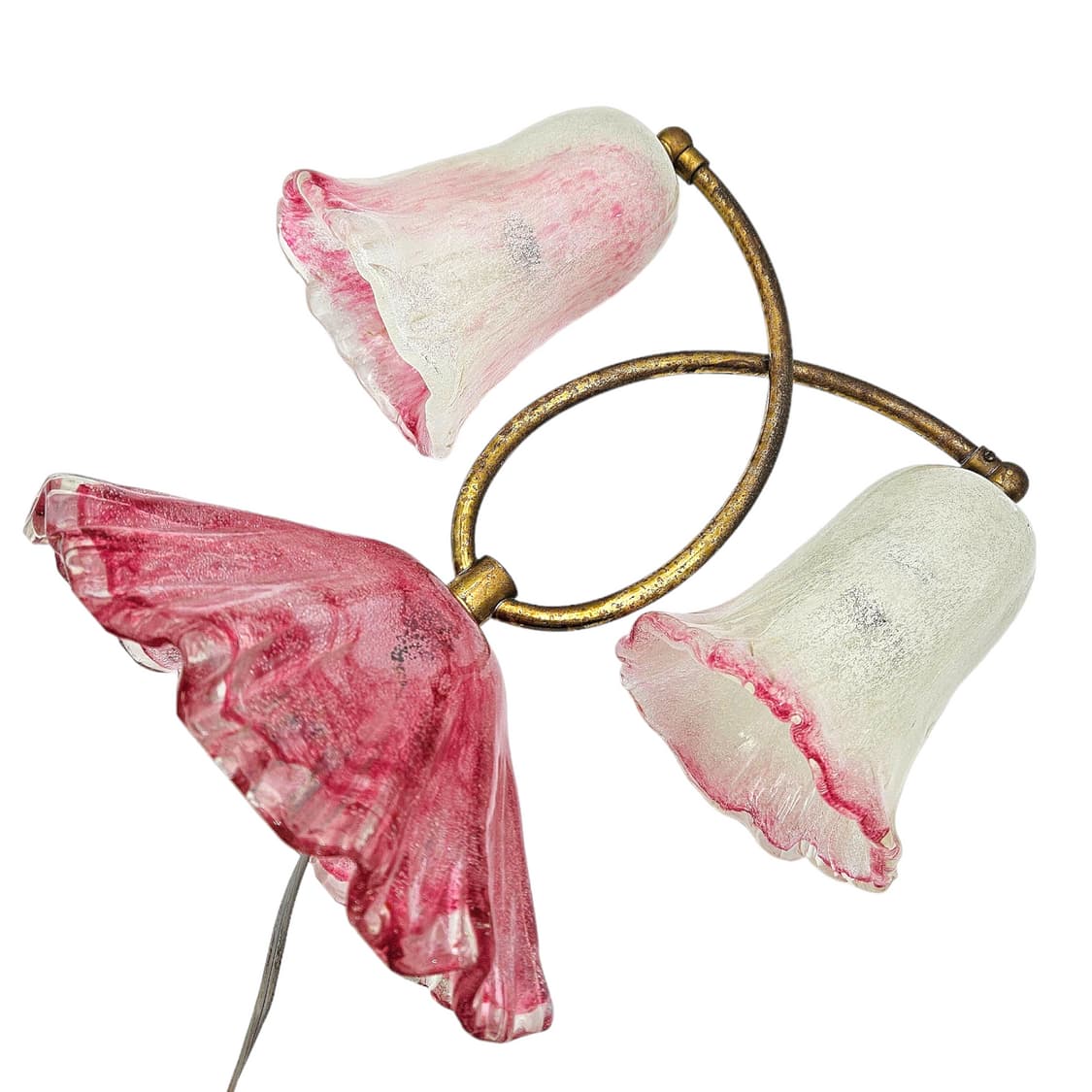 1960s 이와타 핑크 아트글라스 2구 엔틱 조명

 상품이미지9