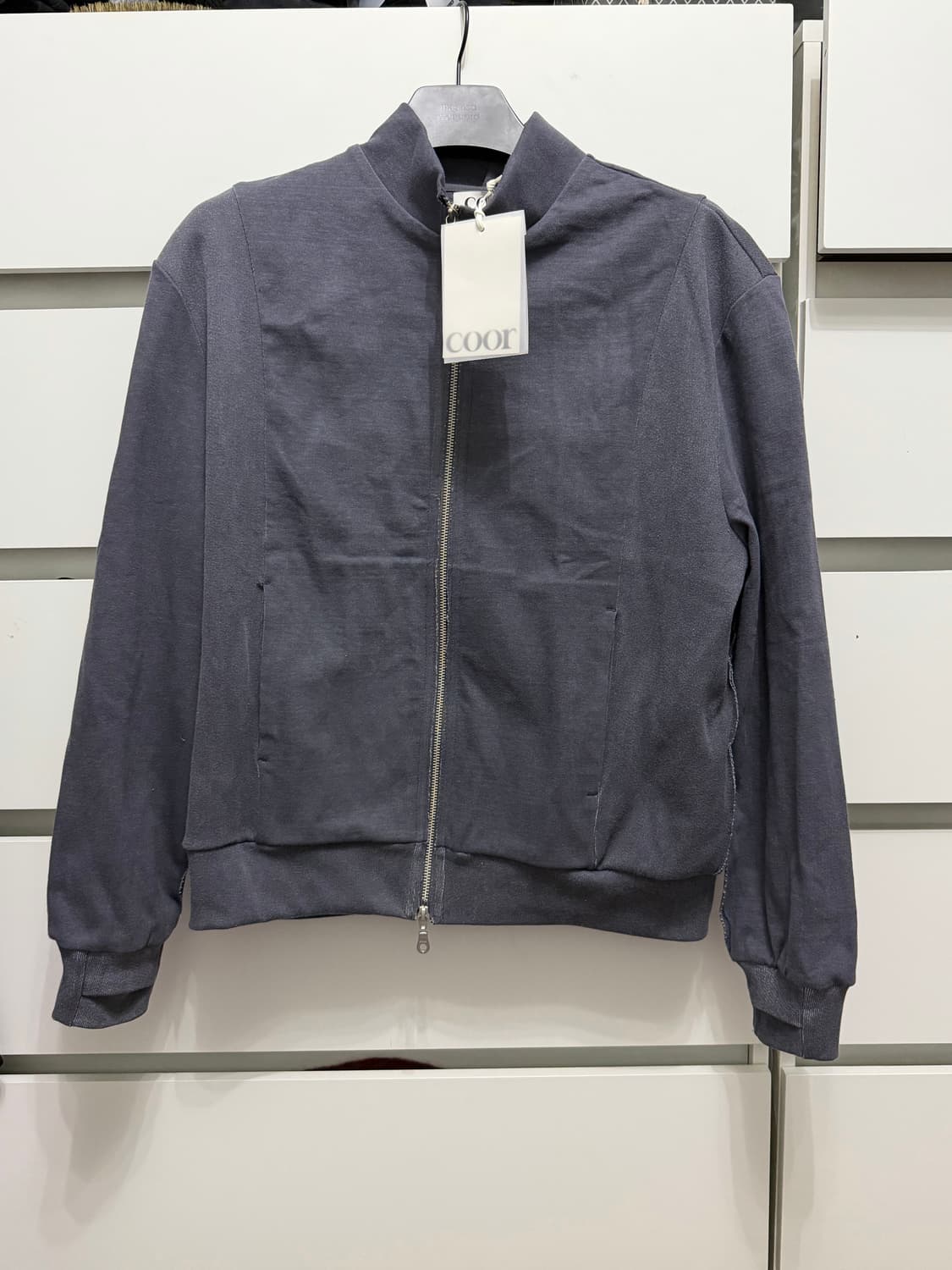 [L] 쿠어 워시드 코튼 스탠드 카라 믹스드 집업 워시드차콜그레이 상품이미지2