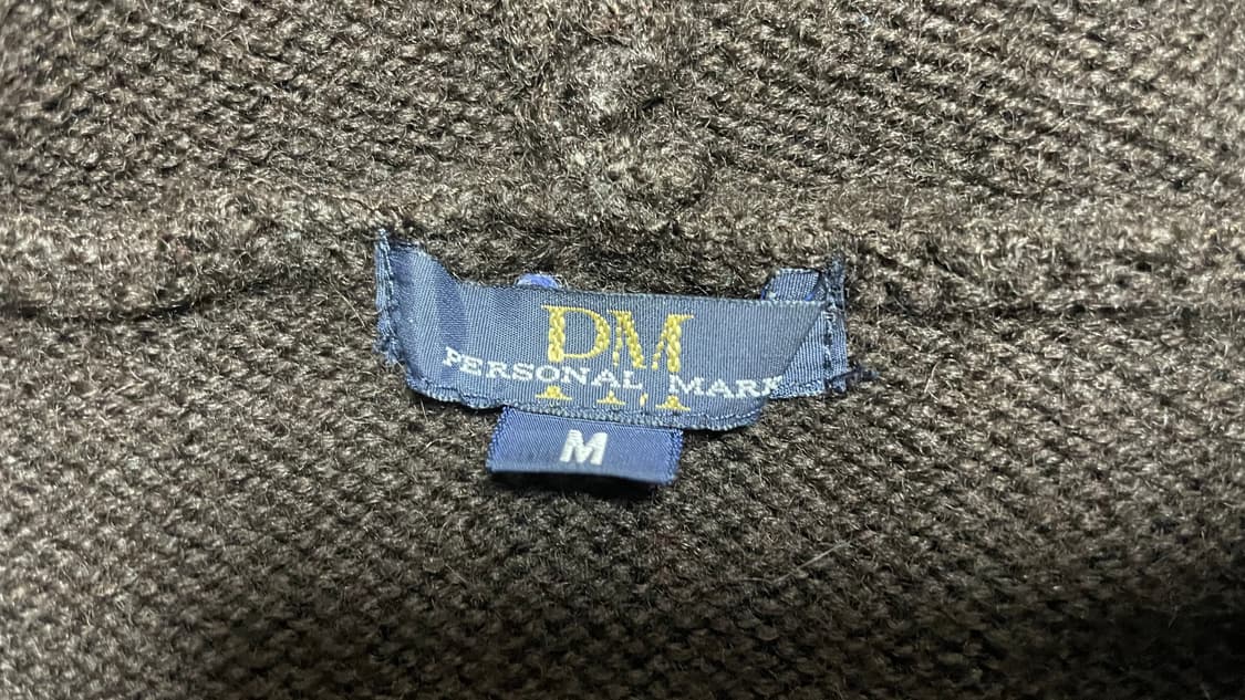 JPN 00s 일본 빈티지 퍼스널마크 울100 브라운 니트 후드집업 M 상품이미지6