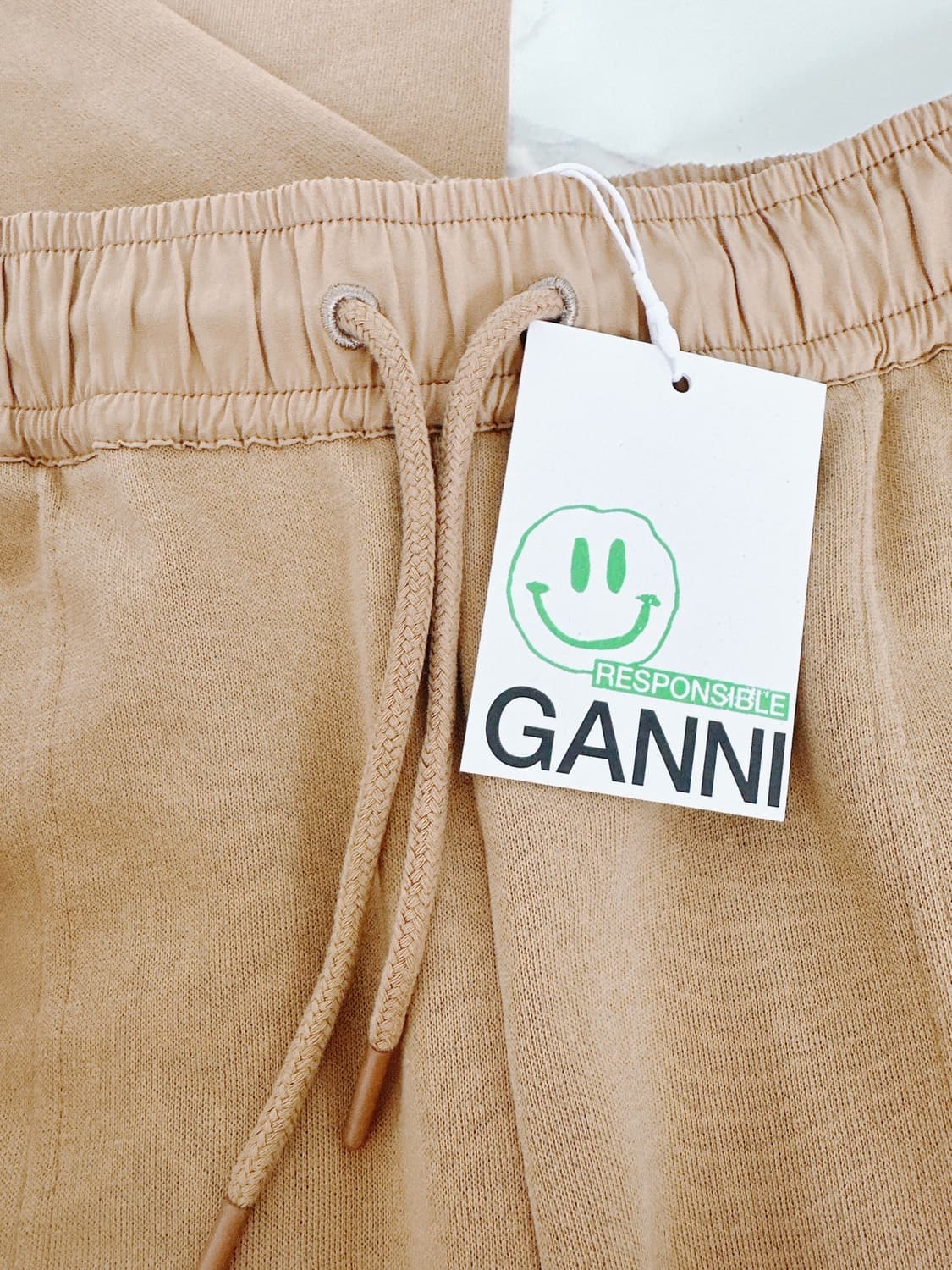 (정품/새상품) GANNI 가니 여성 브라운 자수 로고 스웻 팬츠 상품이미지5