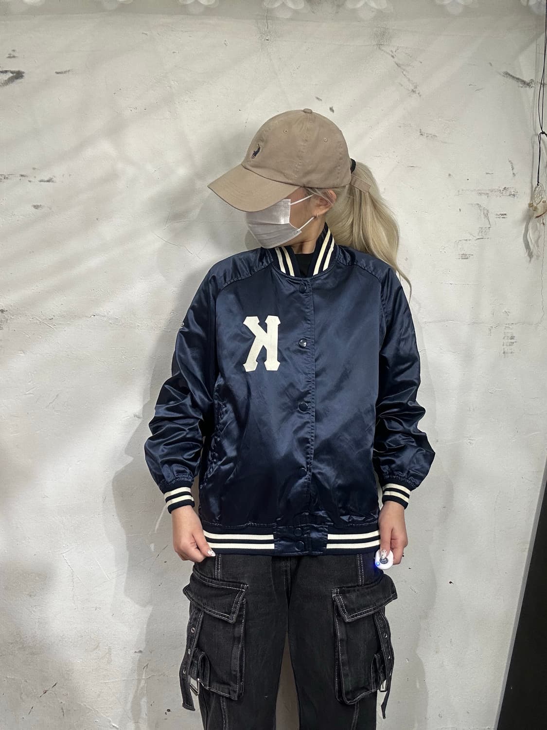 미즈노 네이비 자수 바시티 바람막이 트랙 자켓  상품이미지2