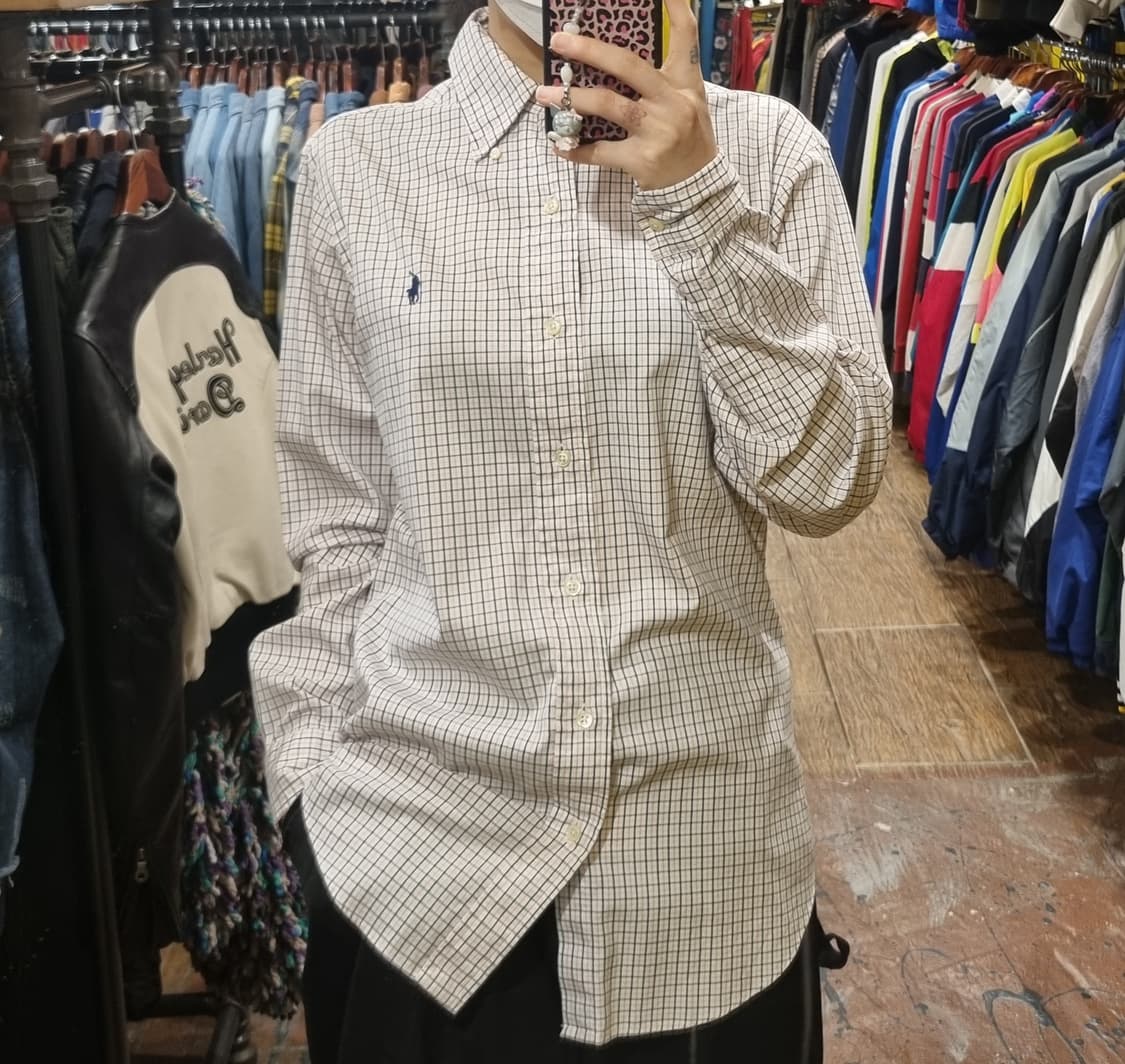[Hi] 폴로 체크 긴팔 셔츠 핑크 상품이미지3
