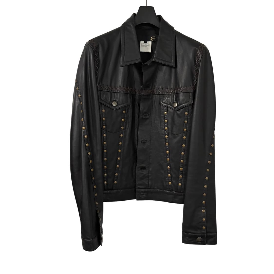 저스트 카발리 스터드 레더 트러커 자켓 L 램스킨 상품이미지1