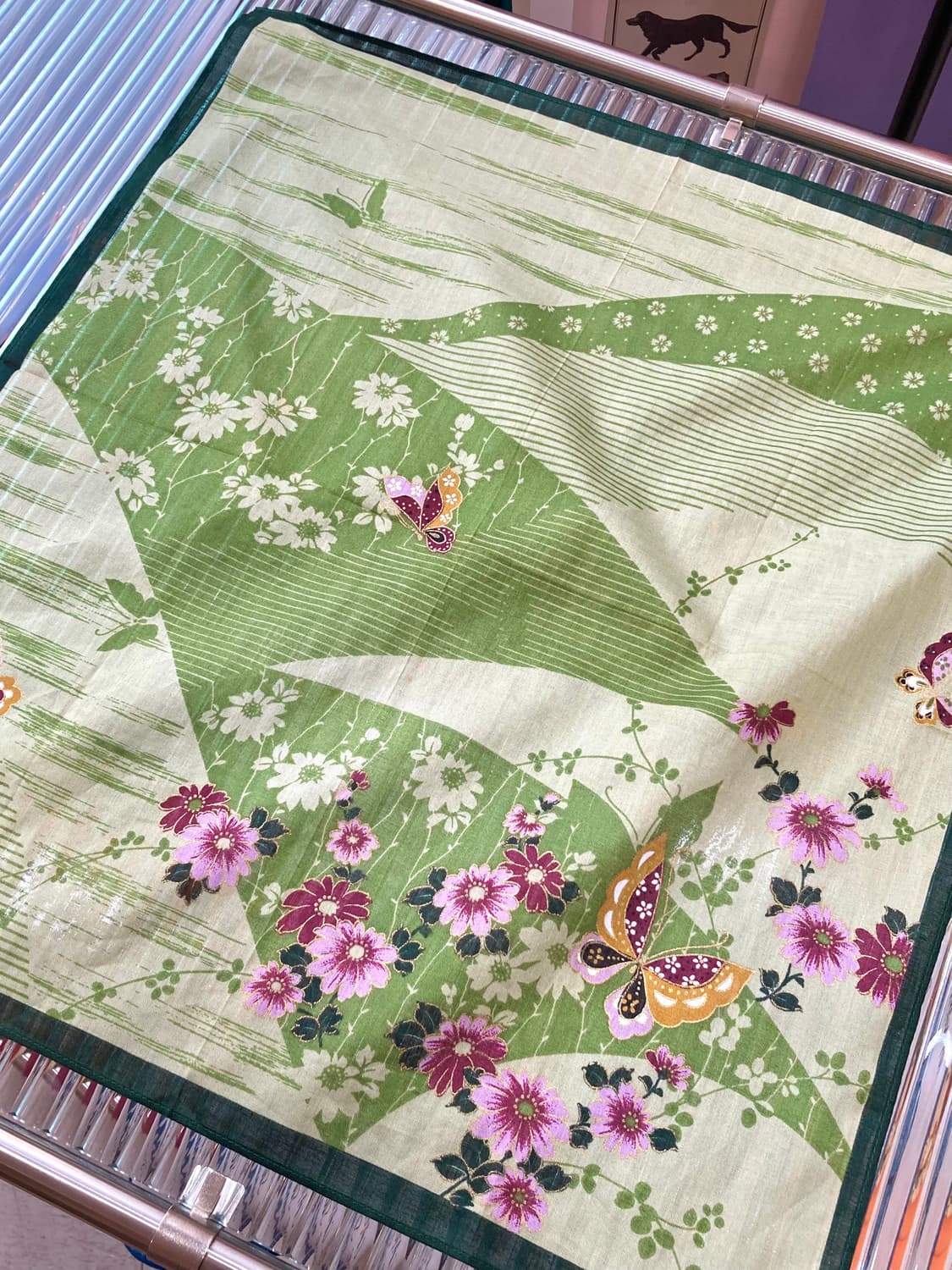 빈티지 에스닉 그린 패턴 손수건 상품이미지2