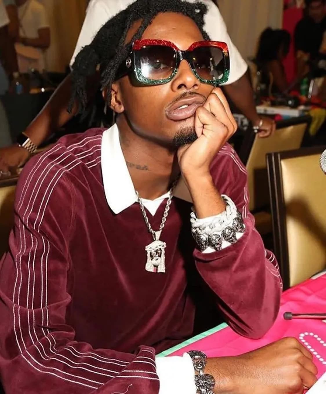 아디다스 x 알렉산더 왕 롱슬리브 벨루어 폴로 버건디 상품이미지1