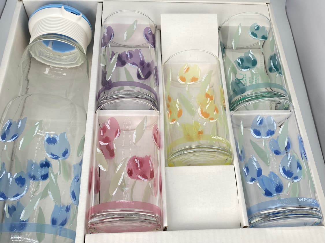 빈티지 발렌티노 크리스티 튤립 물병 유리잔 세트 상품이미지1