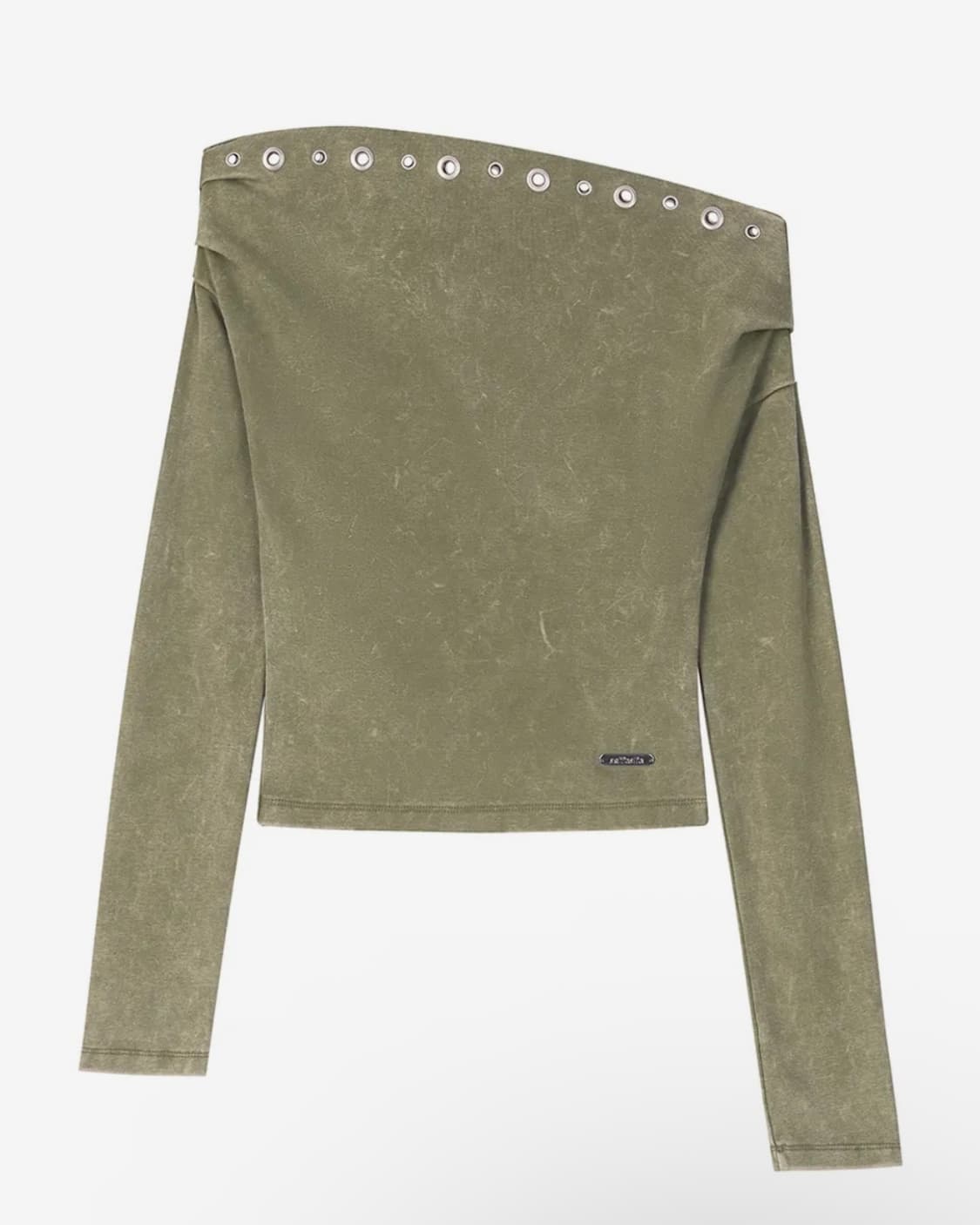 에즈이프 캘리 EYELET OFF SHOULDER T-SHIRT KHAK 상품이미지4