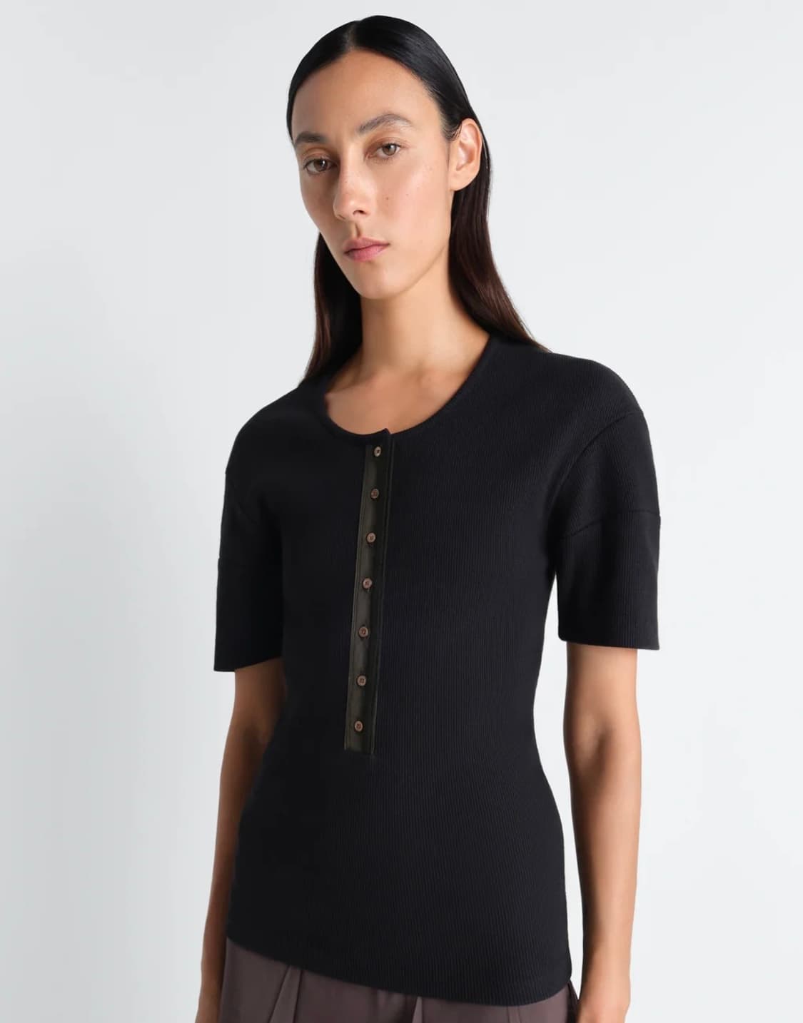 [XS,S]르메르 26ss FITTED HENLEY 헨리 니트/블랙 상품이미지1