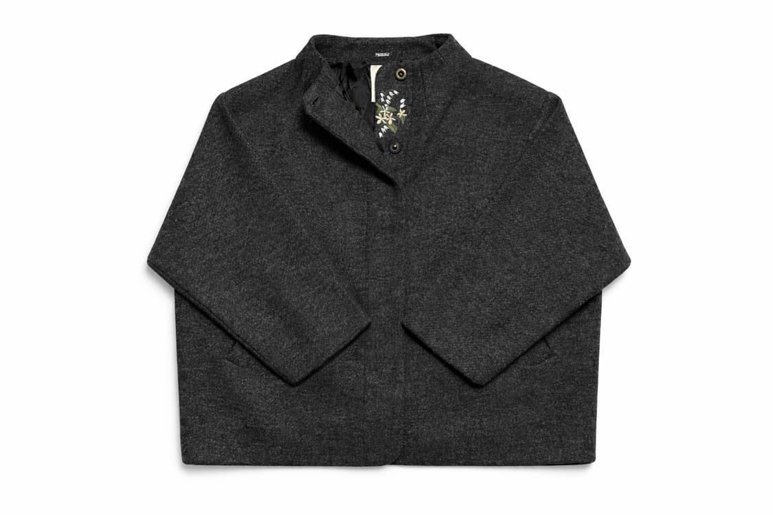 JPN 일본 빈티지 y2k 모리걸 플라워 자수 디테일 노카라 라운드 자켓 상품이미지1