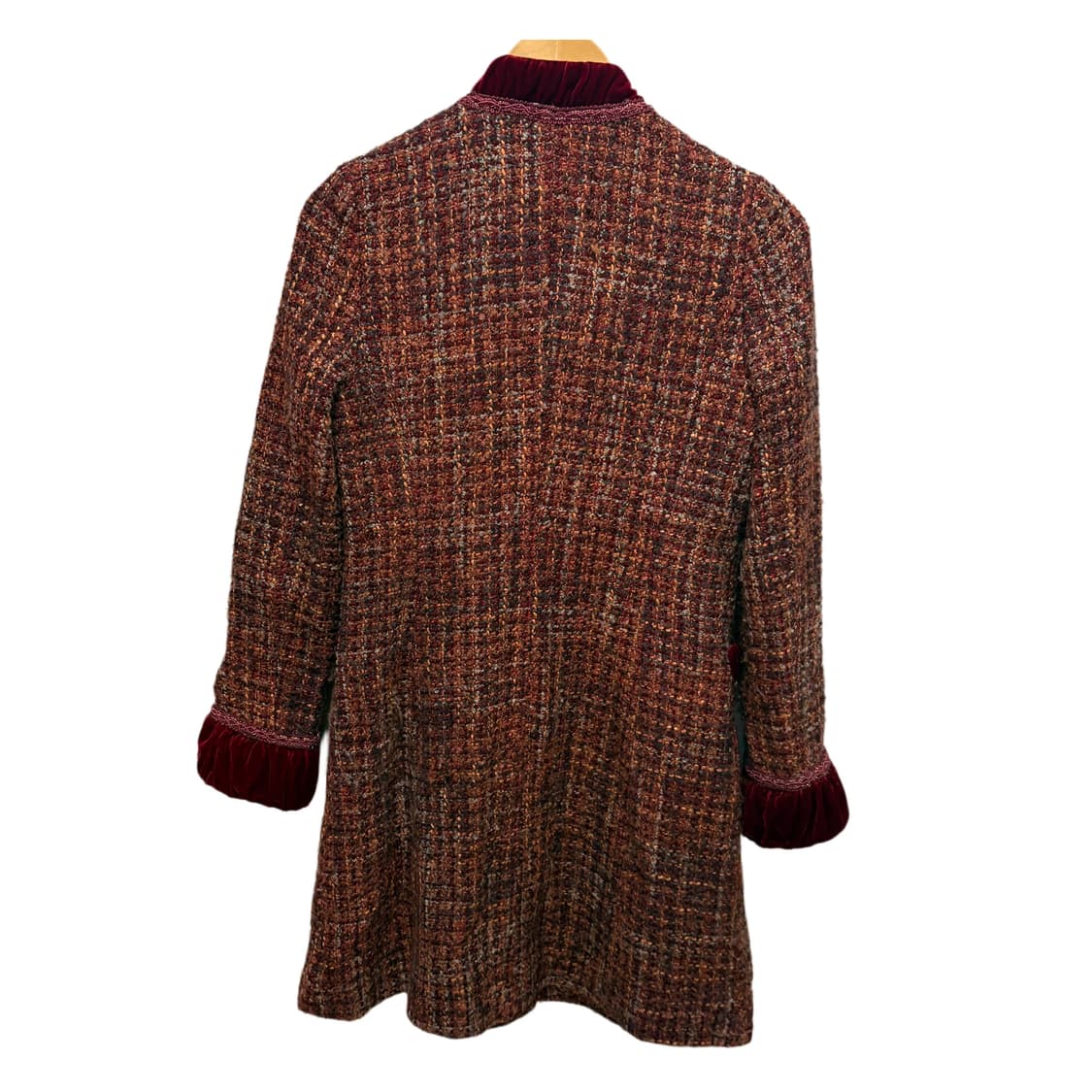 빈티지 다크레드벨벳 포인트 트위드 롱자켓/코트 상품이미지8